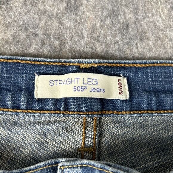 Levis 505 Straight Leg Jeans Womens 12M Blue Denim Mid Rise Zip Fly 5-Pockets - Picture 6 of 16